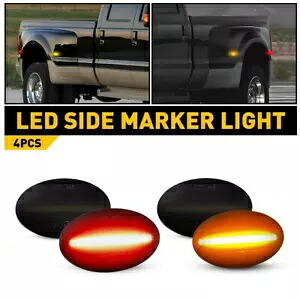 4 個 LED フェンダーサイドマーカーライト 99-10 フォードデュアルベッド F350 F450 レッドアンバー用 4Pcs LED Fender Side Marker Lights For 99-10 Ford Dually Bed F350 F450 Red Amber 【並行輸入品】
