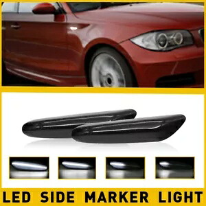 シーケンシャル サイド マーカー ライト ホワイト BMW 125i 128i 325i 328i スモーク LED フェンダー用 Sequential Side Marker Light White for BMW 125i 128i 325i 328i Smoked LED Fender 【並行輸入品】