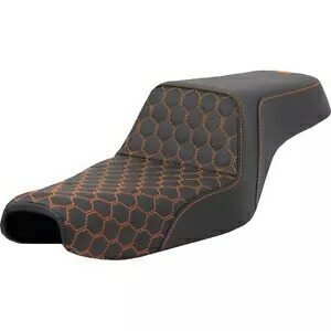 ステップアップシート - ハニカム - オレンジステッチ - スポーツスター '04-'21 A807-11-177ORA Step-Up Seat - Honeycomb - Orange Stitching - Sportster '04-'21 A807-11-177ORA 【並行輸入品】