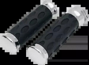 ドラッグ スペシャリティーズ カスタム ラバー グリップ クローム #0630-0372 Drag Specialties Custom Rubber Grips Chrome #0630-0372 【並行輸入品】