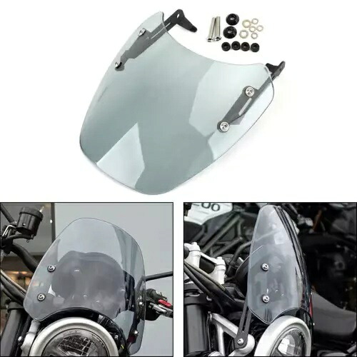 オートバイフロントガラスフロントガラストライアンフスクランブラー 1200 2019-2022 グレー S2 Motorcycle Windshield WindScreen for Triumph SCRAMBLER 1200 2019-2022 Gray S2 【並行輸入品】