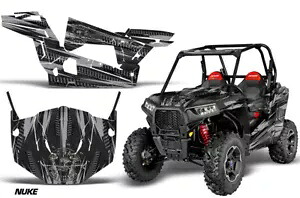 SxS グラフィックス デカール ステッカー ラップ ポラリス RZR S 900 2015-2019 NUKE シルバー BLK SxS Graphics Decal Sticker Wrap For Polaris RZR S 900 2015-2019 NUKE SILVER BLK 【並行輸入品】