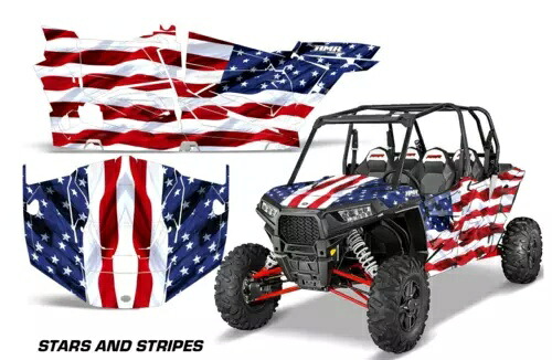 UTV グラフィック デカール ステッカー ポラリス RZR 1000 XP 4 ドア 13-18 スターズ&ストライプ用 UTV Graphics Decals Stickers for Polaris RZR 1000 XP 4-Door 13-18 STARS&STRIPES 【並行輸入品】