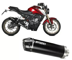 フルシステムエキゾーストストーム GP ブラックカーボンキャップ HONDA CB 125 R 2021 - 2024 Full System Exhaust Storm GP Black carbon cap for HONDA CB 125 R 2021 - 2024 【並行輸入品】