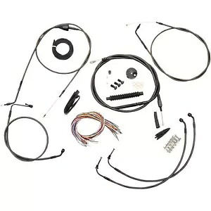 ミッドナイト ケーブル キット 12 インチ - 14 インチ エイプ ハンガー ハンドルバー用 LA-8006KT2B-13M Midnight Cable Kit for 12\