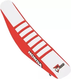 D'Cor Visuals ホンダ レッド/ホワイト リブ シート カバー (30-10-474) D'Cor Visuals Honda Red/White Ribbed Seat Cover (30-10-474) 【並行輸入品】