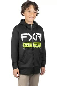 FXR レース ディビジョン テック 24 ユース ジップアップ フーディ ブラック/ハイビズ FXR Race Division Tech 24 Youth Zip Up Hoody Black/Hi-Vis 【並行輸入品】