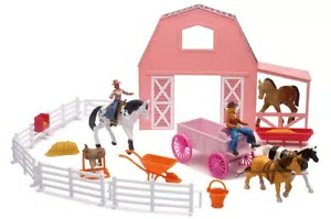 NewRay ピンク納屋馬セット NewRay Pink Barn Horse Set 【並行輸入品】
