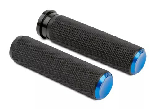 Arlen Ness ローレットブルー フライバイワイヤー グリップ (07-345) Arlen Ness Knurled Blue Fly-by-Wire Grips (07-345) 【並行輸入品】