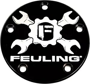 Feuling グロスブラック 5 穴カバー ギアクロスレンチロゴ入り (9124) Feuling Gloss Black 5 Hole Cover with Gear Cross Wrench Logo (9124) 【並行輸入品】