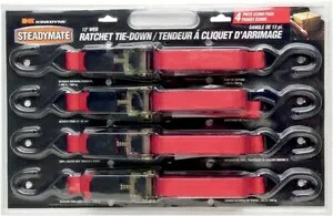 Steadymate 1 インチ x 12 フィート タイダウン ラチェット バックル付き レッド (15531) Steadymate 1\