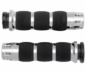 Avon Gatlin エアクッション付きクローム ハンドルバー グリップ - ケーブル スタイル (AIR-90-GAT) Avon Gatlin Air Cushioned Chrome Handlebar Grips - Cable Style (AIR-90-GAT) 【並行輸入品】