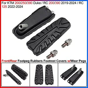 2x ゴム製フットレストカバー フットペグ ウェアペグ付き KTM 250/390 DUKE RC 390/200用 2x Rubber Footrest Covers Footpegs w/Wear Pegs For KTM 250/390 DUKE RC 390/200 【並行輸入品】