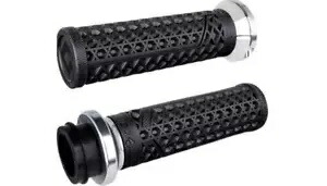 ODI Vans V-Twin フル ワッフル ロックオン グリップ 1 インチ ブラック/シルバー クランプ HD ケーブル ODI Vans V-Twin Full Waffle Lock-On Grips 1\