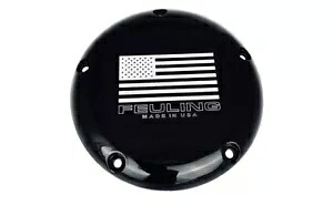 Feuling アメリカ国旗ロゴ ダービーカバー ブラック #9162 ハーレーダビッドソン Feuling American Flag Logo Derby Cover Black #9162 Harley Davidson 【並行輸入品】