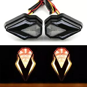 2x オートバイフラッシュマウント LED ターンシグナルインジケーターアンバーレッドライト流れる DRL 2x Motorcycle Flush Mount LED Turn Signal Indicators Amber Red Light Flowing DRL 【並行輸入品】