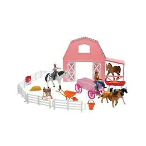 New-Ray Toys バーンヤード ワゴンと馬付きプレイセット - ピンク SS-05786 New-Ray Toys Barnyard with Wagon and Horses Play Set - Pink SS-05786 【並行輸入品】