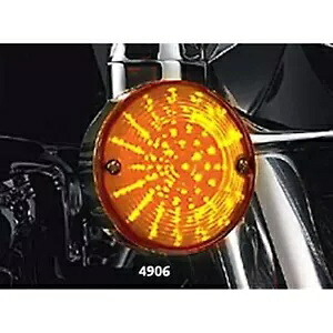 Kuryakyn フロント LED ウインカー変換 - 3-1/4 インチ フラット - アンバーレンズ 4906 Kuryakyn Front LED Turn Signal Conversion - 3-1/4\