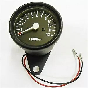 タコメーター - 0-12,000 RPM - 1\u003d1:7 比率 - カフェレーサーカスタム ブラック 2fm-15-0019 Tachometer - 0-12,000 RPM - 1\u003d1:7 Ratio - Cafe Racer Custom Black 2fm-15-0019 【並行輸入品】