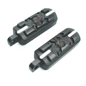 ブラックスカル男性マウントフットペグフットレストハーレーダイナファットボーイFLHXツーリング用 Black Skull Male Mount Foot Pegs Footrests For Harley Dyna Fatboy FLHX Touring 【並行輸入品】