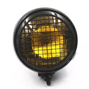 ブラックアンバーグリルレトロヴィンテージヘッドライトランプハーレーホンダヤマハ R スズキ用 Black Amber Grill Retro Vintage Headlight Lamp For Harley Honda Yamaha R Suzuki 【並行輸入品】