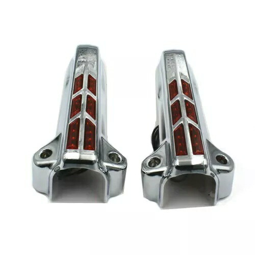 オートバイクロームフロントロアフォーク脚カバーアンバー LED ターンライトハーレー用 Motorcycle Chrome Front Lower Fork Leg Covers Amber LED Turn Light For Harley 【並行輸入品】