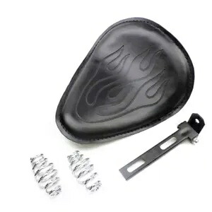 オートバイフレームレザーソロシート ハーレー用2.5インチスプリング取り付けブラケット付き Motorcycle Flame Leather Solo Seat W/2.5\