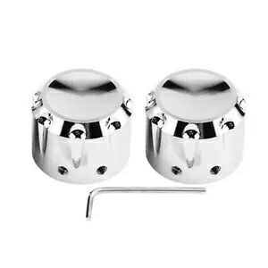 2X クローム CNC フロントアクスルナットカバーボルトキットオートバイハーレーダイナファットボーイ用 2X Chrome CNC Front Axle Nut Cover Bolt Kit Motorcycle For Harley Dyna Fatboy 【並行輸入品】