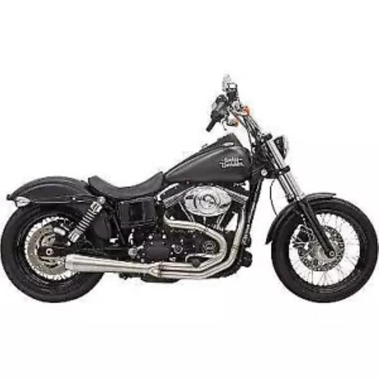 Bassani ステンレススチール ロード レイジ III エキゾースト 4インチ メガホン付き ハーレー FXD 91-17 Bassani Stainless Steel Road Rage III Exhaust w/4\