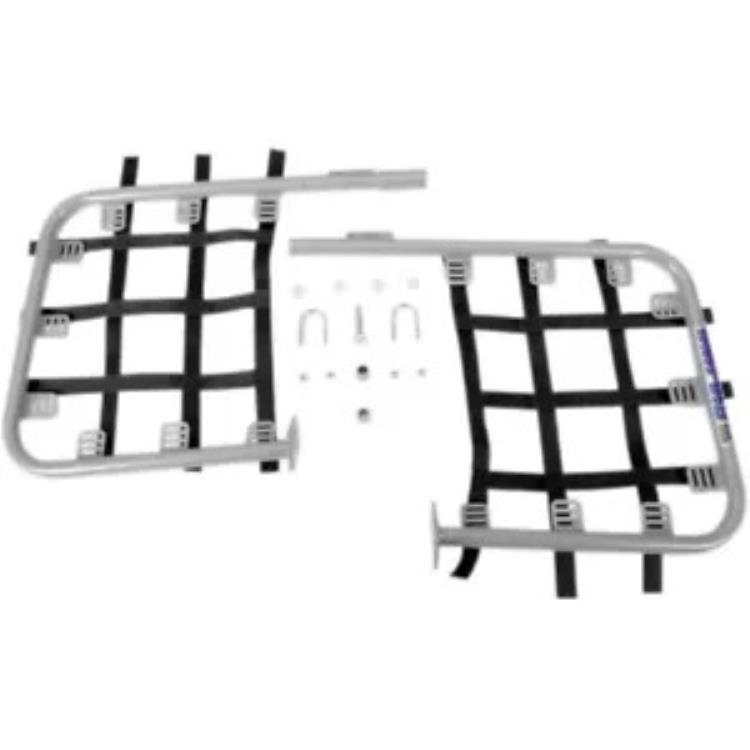 DG シルバー カーボン スチール ナーフ バー ブラック ウェビング付き (54-2122) DG Silver Carbon Steel Nerf Bars w/Black Webbing (54-2122) 【並行輸入品】