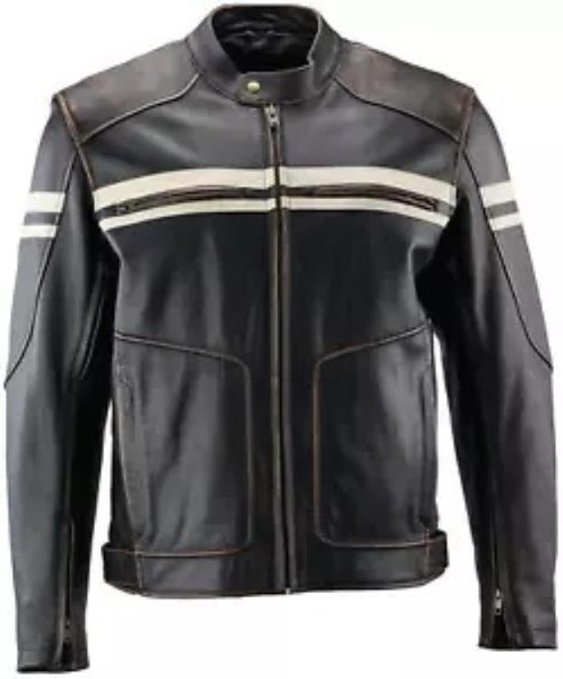 River Road Hoodlum メンズ ヴィンテージ レザー オートバイ ジャケット ブラック River Road Hoodlum Mens Vintage Leather Motorcycle Jacket Black 【並行輸入品】