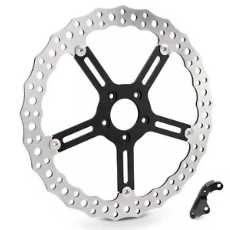 Arlen Ness 15 インチ ギザギザ ビッグ左フロント ブレーキ ローター ハブ マウント用 (02-990) Arlen Ness 15\