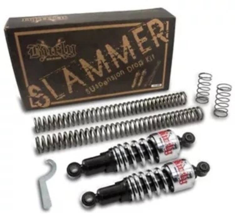 Burly Slammer フロント & クローム リア ショック サスペンション ドロップ キット (B28-1004) Burly Slammer Front & Chrome Rear Shock Suspension Drop Kit (B28-1004) 【並行輸入品】｜カスタムパーツ WORLD倉庫