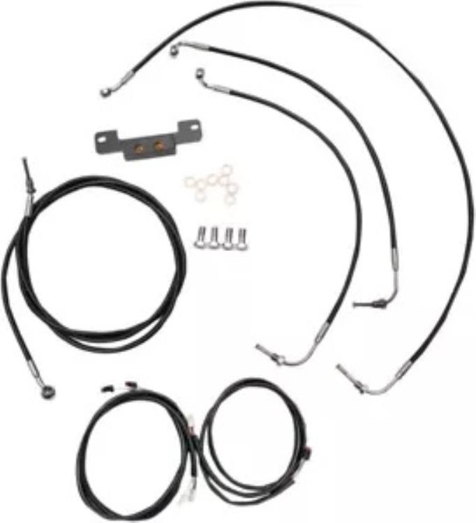 LA Choppers ブラック ビニール コンプリート PnP ケーブル キット (15 インチ～17 インチ バー用) (LA-8055KT3-16B) LA Choppers Black Vinyl Complete PnP Cable Kit for 15\