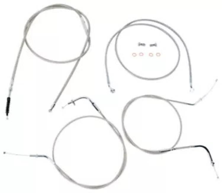 Baron スロットル クラッチ ブレーキ ケーブル キット ステンレス 18"-20" バー (BA-8074KT-18) Baron Throttle-Clutch-Brake Cable Kit Stainless 18"-20" Bars (BA-8074KT-18) 【並行輸入品】｜カスタムパーツ WORLD倉庫