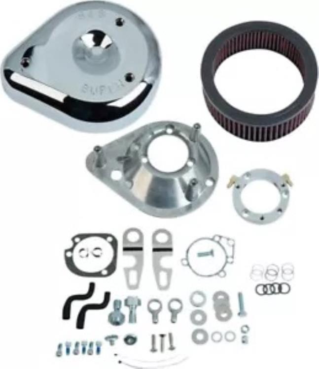 S&S クローム ティアドロップ エアクリーナー キット (170-0306E) S&S Chrome Teardrop Air Cleaner Kit (170-0306E) 【並行輸入品】
