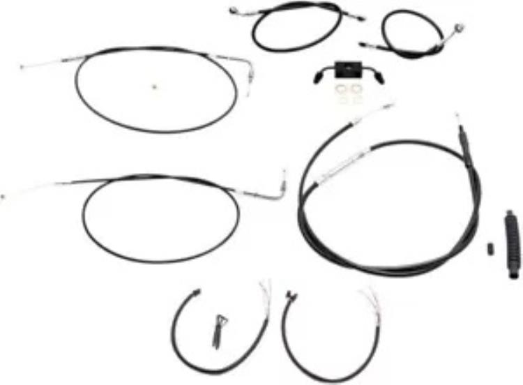 LA Choppers ブラック ビニール コンプリート ケーブル キット (15 インチ～17 インチ バー用) (LA-8211KT2-16B) LA Choppers Black Vinyl Complete Cable Kit for 15\