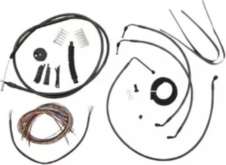 LA Choppers Midnight コンプリート ケーブル キット 15 インチ～17 インチ バー用 (LA-8010KT2-16M) LA Choppers Midnight Complete Cable Kit for 15\