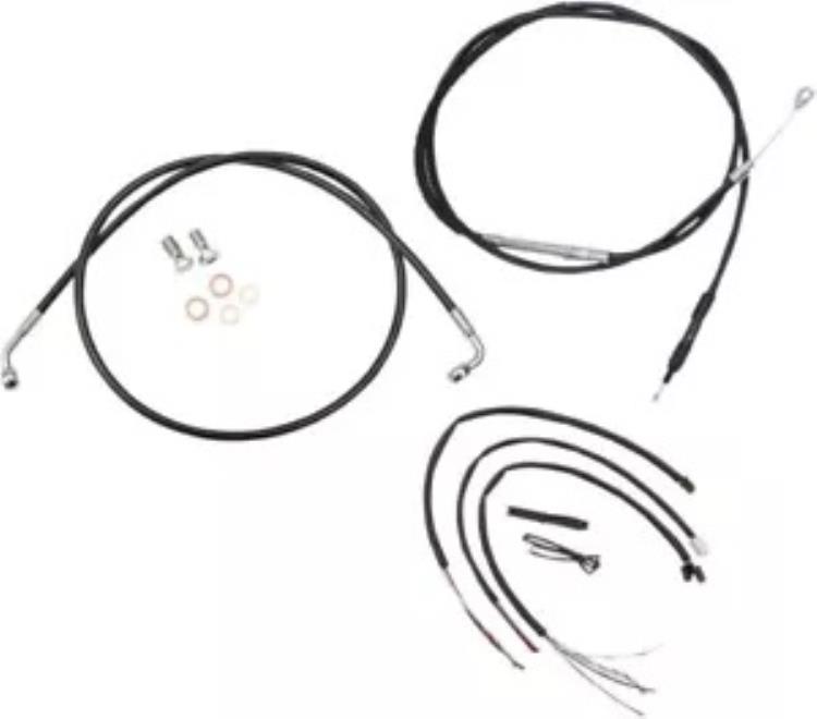 LA Choppers ブラック ビニール コンプリート ケーブル キット (18 インチ-20 インチ バー用) (LA-8153KT2-19B) LA Choppers Black Vinyl Complete Cable Kit for 18\
