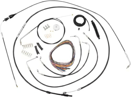 LA Choppers ブラック ビニール コンプリート ケーブル キット (12 インチ～14 インチ バー用) (LA-8005KT2A-13B) LA Choppers Black Vinyl Complete Cable Kit for 12\