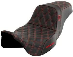 Saddlemen SDC プロ シリーズ グリッパー ブラック シート w/レッド格子ステッチ (SC80807RED) Saddlemen SDC Pro Series Gripper Black Seat w/Red Lattice Stitch (SC80807RED) 【並行輸入品】|カスタムパーツ WORLD倉庫