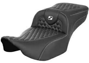 Saddlemen 拡張リーチ ロードソファ シート - ホワイト ハニカム ステッチ (823-07-19006) Saddlemen Extended Reach Roadsofa Seat - White Honeycomb Stitch (823-07-19006) 【並行輸入品】