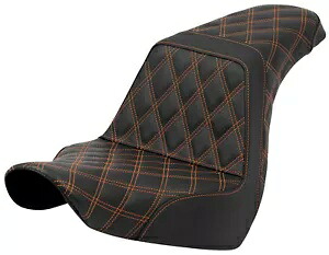 Saddlemen ステップアップ ブラック シート - フルオレンジ格子ステッチ (A818-29-175ORA) Saddlemen Step-Up Black Seat - Full Orange Lattice Stitch (A818-29-175ORA) 【並行輸入品】