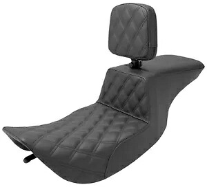 サドルメン ステップアップ ラティスステッチ ブラックシート 運転席バックレスト付き (897-06-192BR) Saddlemen Step-Up Lattice Stitch Black Seat w/Driver Backrest (897-06-192BR) 【並行輸入品】|カスタムパーツ WORLD倉庫