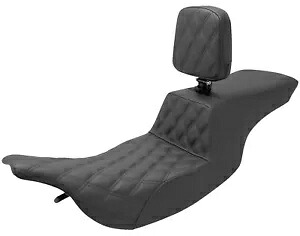 サドルメン ステップアップ ラティスステッチ ブラックシート 運転席背もたれ付き (897-07-192BR) Saddlemen Step-Up Lattice Stitch Black Seat w/Driver Backrest (897-07-192BR) 【並行輸入品】|カスタムパーツ WORLD倉庫