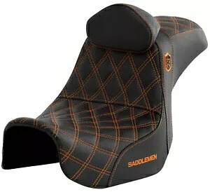 Saddlemen SDC オレンジ ステッチ ブラック グリッパー シート ドライバー ランバー付き (SC80604ORART) Saddlemen SDC Orange Stitch Black Gripper Seat w/Driver Lumbar (SC80604ORART) 【並行輸入品】｜カスタムパーツ WORLD倉庫