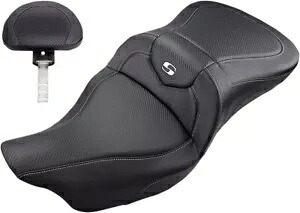 Saddlemen ロードソファ カーボン/ブラック シート 運転席背もたれ付き (808-07B-185BR) Saddlemen Roadsofa Carbon/Black Seat w/Driver Backrest (808-07B-185BR) 【並行輸入品】