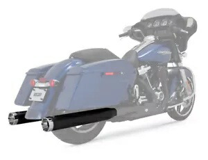 Vance & Hines モンスター ラウンド スリップオン マフラー ブラック/クローム エンド キャップ (46780) Vance & Hines Monster Round Slip-On Mufflers Black/Chrome End Caps (46780) 【並行輸入品】