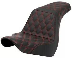 サドルメン ステップアップ ブラック シート - フルレッド格子ステッチ (A818-29-175RED) Saddlemen Step-Up Black Seat - Full Red Lattice Stitch (A818-29-175RED) 【並行輸入品】