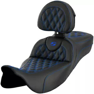 Saddlemen エクステンデッドリーチ ロードソファ ブルーステッチシート 背もたれ付き (A808-07R-184BLU) Saddlemen Extended Reach Roadsofa Blue Stitch Seat w/Backrest (A808-07R-184BLU) 【並行輸入品】